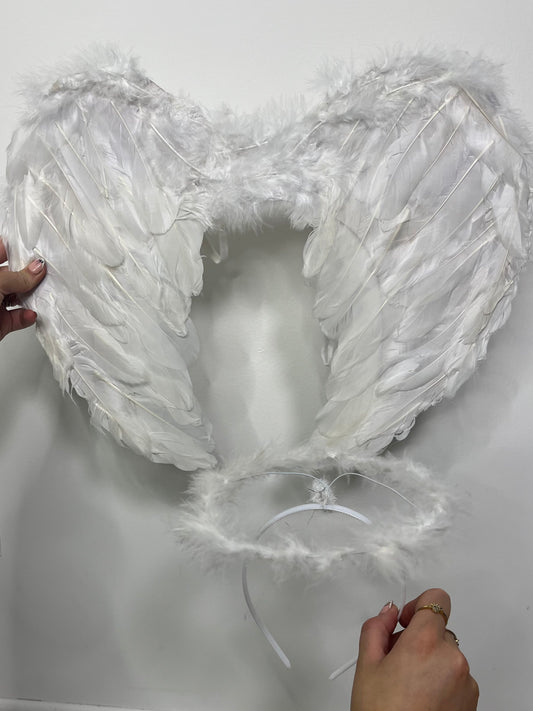 Angel Wings & Halo Headband - White