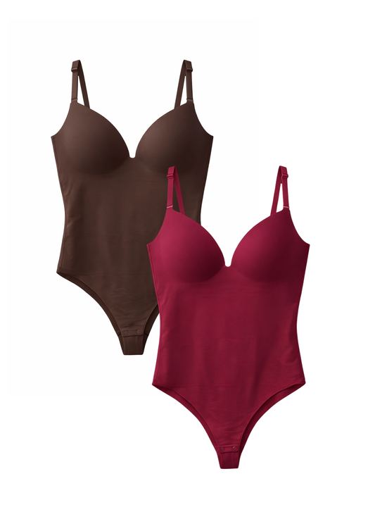 MULTI PACK Seamless Shapewear Bodysuit - Brown/Wine