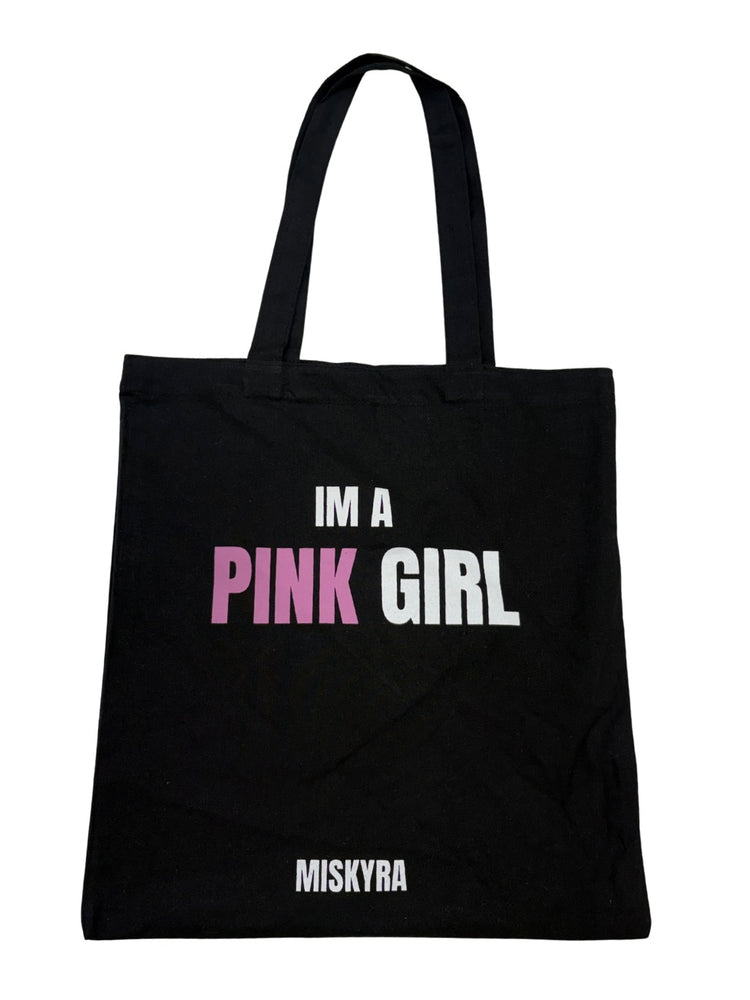 Pink Girl Canvas Tote Bag - Black