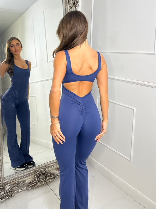 Body Sculpt Jumpsuit With Ruche Bum Detailing - Navy