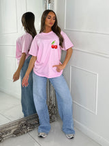 Cherry Soul Print Tee - Baby Pink