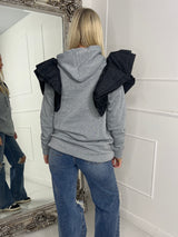 Extreme Frill Oversized Hoodie- Grey/Black