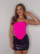 Bone Detail Corset Top - Hot Pink