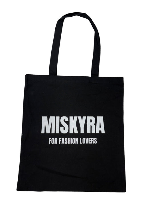 Miskyra Slogan Canvas Tote Bag - Black