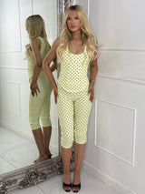 Polka Dot Corset & Capri Set - Yellow