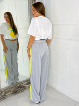 Yellow Stripe Detail Trousers - Grey