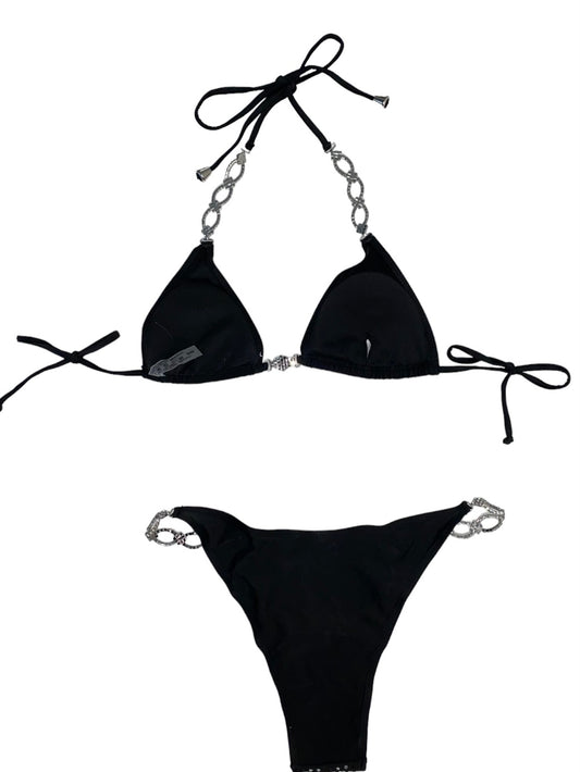 Rhinestone Detail Bikini - Black