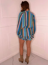 Matching Shirt and Frill skort set - Blue multi