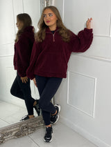 Plain Half Zip Fleece - Wine