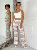 Knitted Crochet Flares - White/Beige