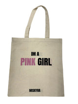 Pink Girl Canvas Tote Bag - Natural