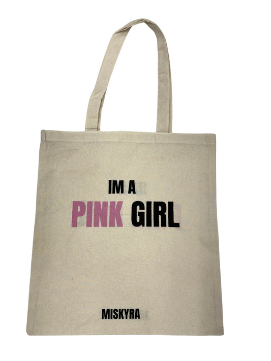 Pink Girl Canvas Tote Bag - Natural
