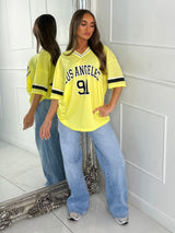Los Angeles 91 Varsity Tee - Yellow Lemon