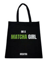 Matcha Girl Canvas Tote Bag - Black