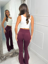 Sculpt Energy High Waist Flares With Ruche Bum - Wine