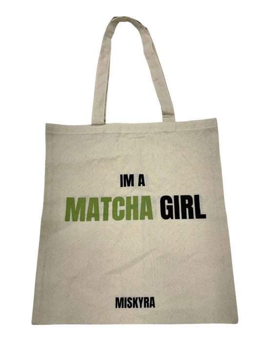 Matcha Girl Canvas Tote Bag - Natural