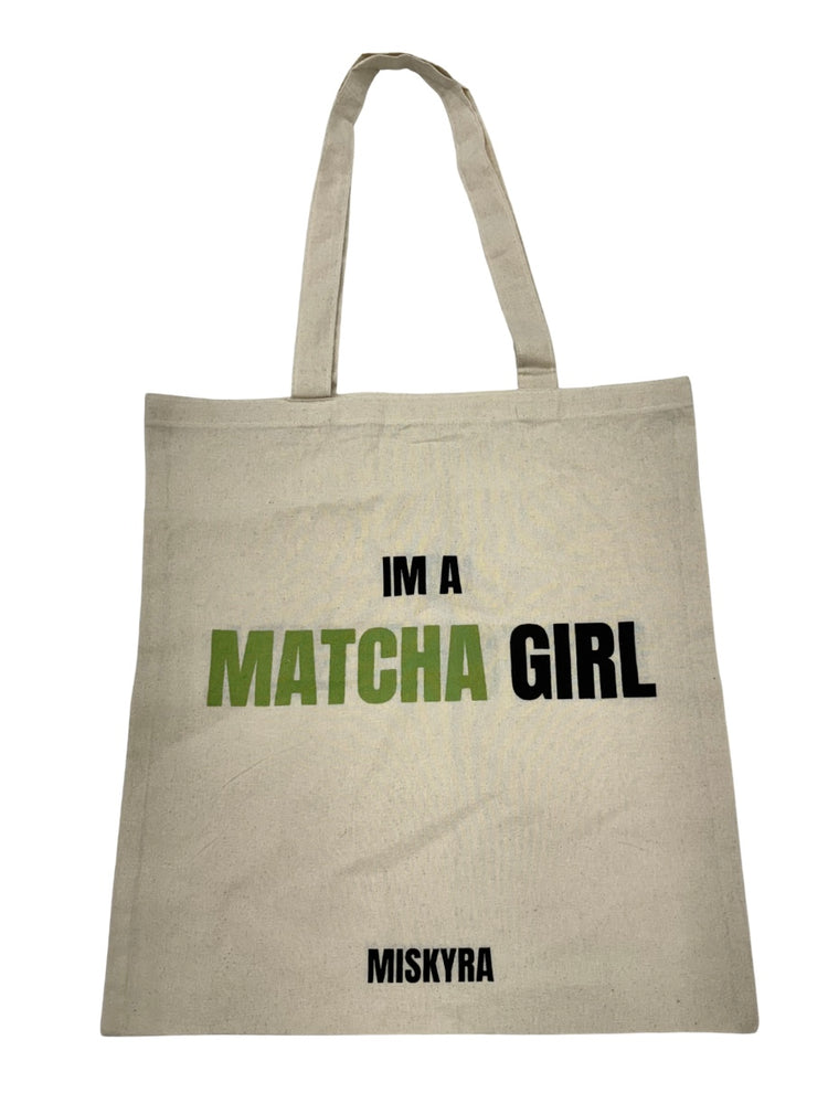 Matcha Girl Canvas Tote Bag - Natural