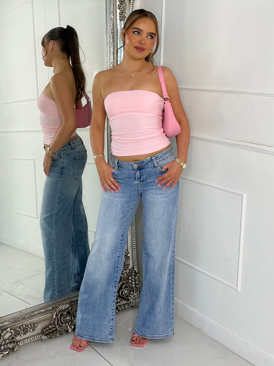 Ribbed Bandeau Top - Baby Pink