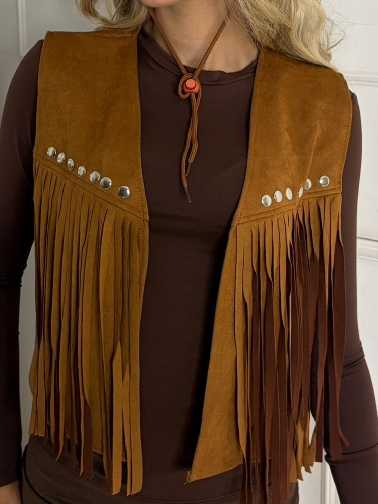 Suede Tassel Waistcoat - Tan