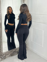 High Waisted Soft Touch Flares - Black