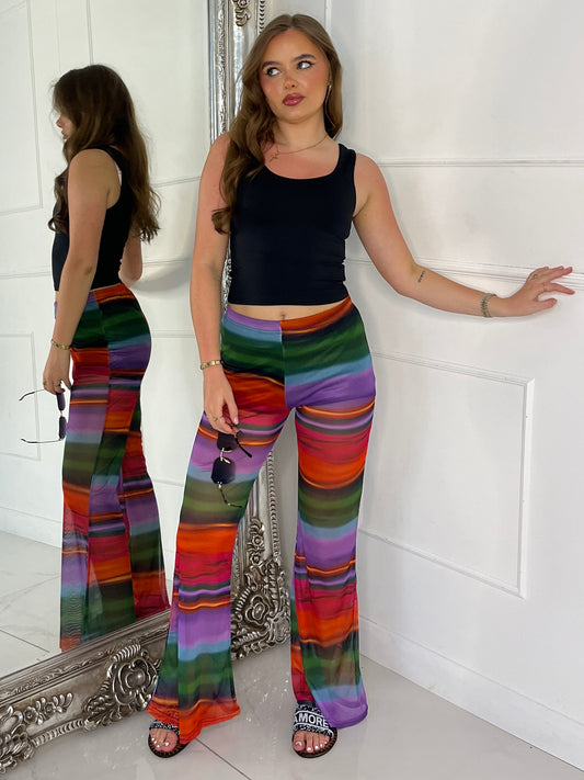 Mesh Printed Flares - Multi Ombre