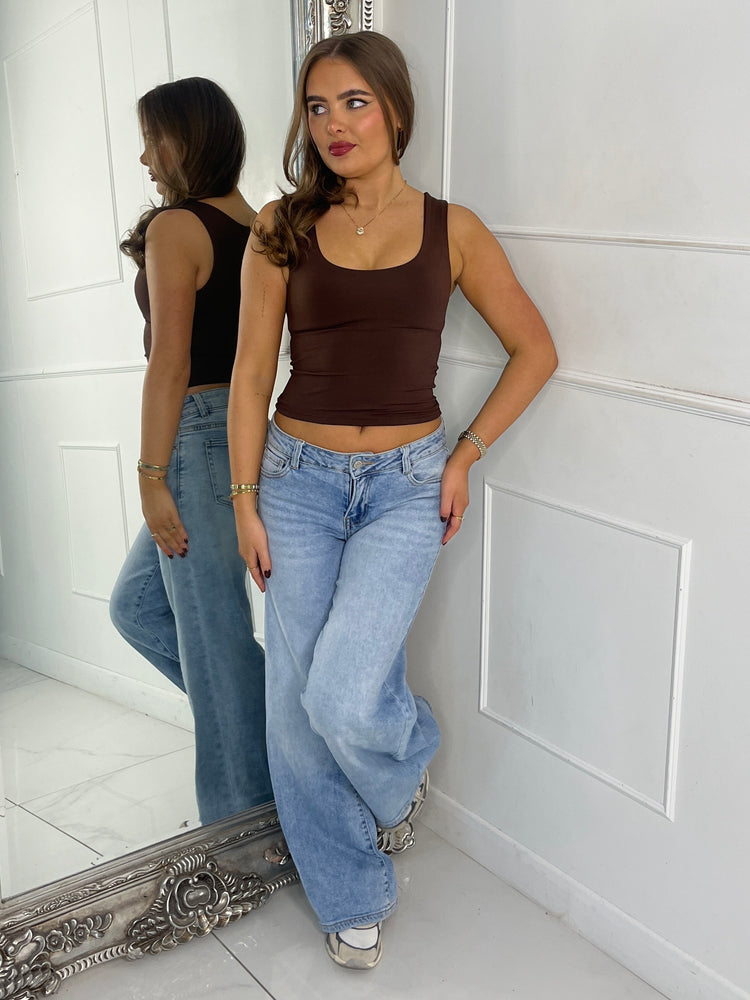 Round Neck Tank Top Second Skin - Brown