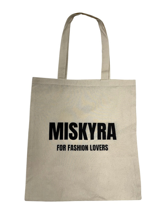 Miskyra Slogan Canvas Tote Bag - Natural