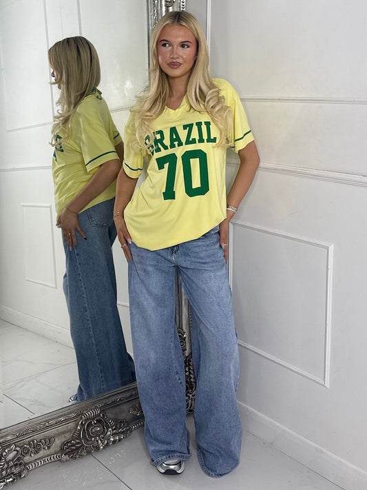 Oversized V Neck Tee - Brazil