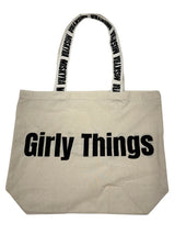 Girly Things Branded Strap Slogan Tote Bag - Natural