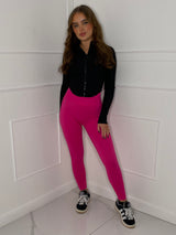 Ruched Bum Gym Leggings - Hot Pink