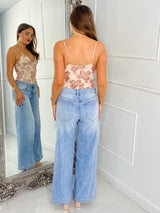 Strappy Sequin Detail Bodysuit - Beige