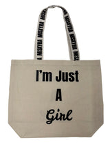 Just A Girl Branded Strap Slogan Tote Bag - Natural