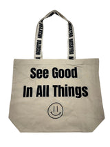 See Good Branded Strap Slogan Tote Bag - Natural