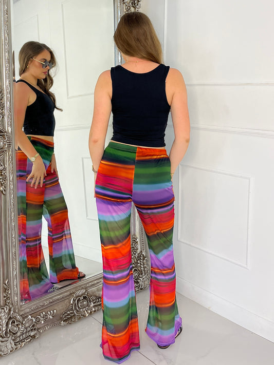 Mesh Printed Flares - Multi Stripe