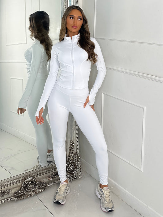 Sculpt Zip Up Jacket & Leggings Set - White