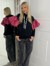 Extreme Frill Oversized Hoodie- Black/Pink