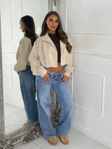 Mila Cropped Balloon Sleeve Jacket - Beige
