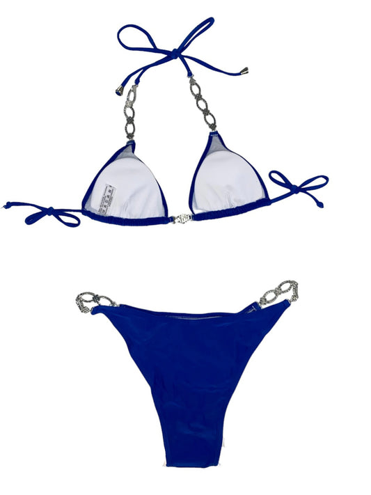 Rhinestone Detail Bikini - Royal Blue