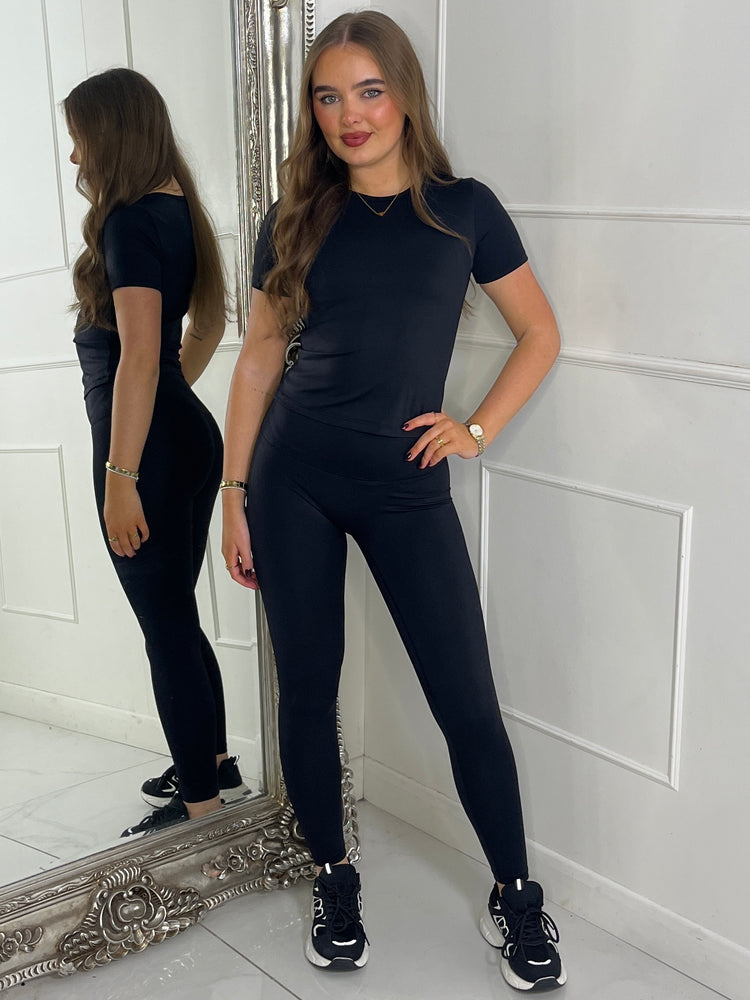 Sculpt Short Sleeve Top & Leggings - Black