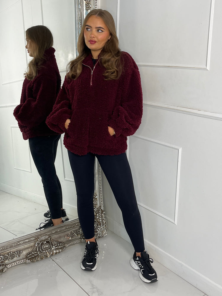 Plain Half Zip Fleece - Wine
