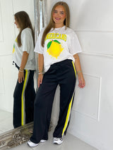 Yellow Stripe Detail Trousers - Black