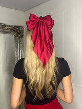 Large Hair Bow - Single Fabric Red satin