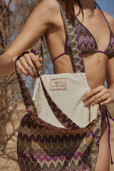 Zig Zag Diamante Detail Bag- Purple