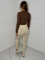 Ruched Bum Gym Leggings - Beige