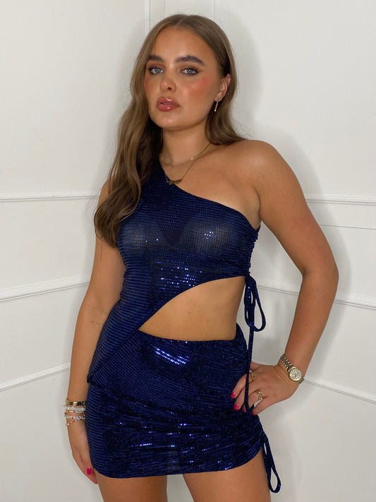 Asymmetric Sequin Co-Ord - Royal Blue