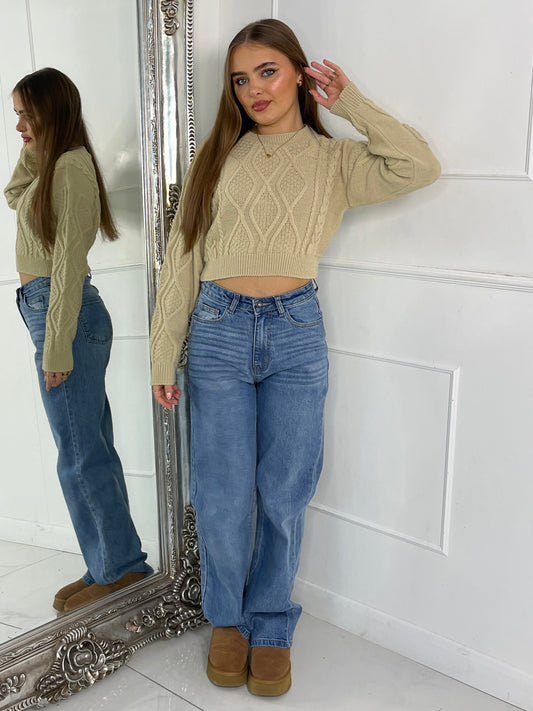 Cable Knit  Jumper - Beige