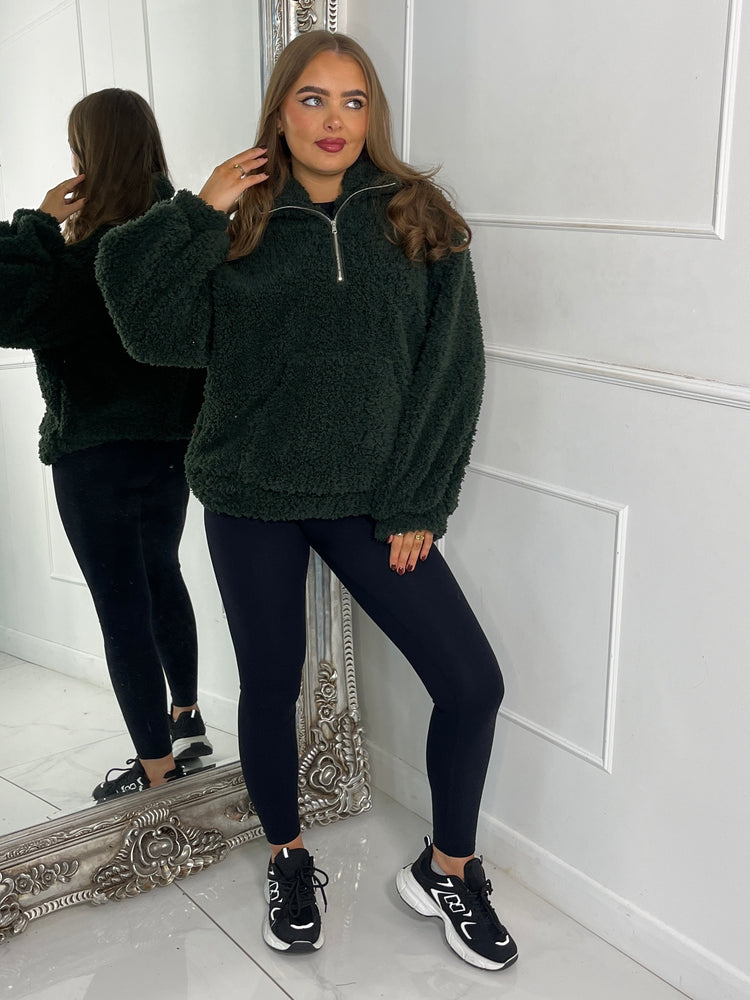 Plain Half Zip Fleece - Khaki