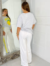 Yellow Stripe Detail Trousers - White