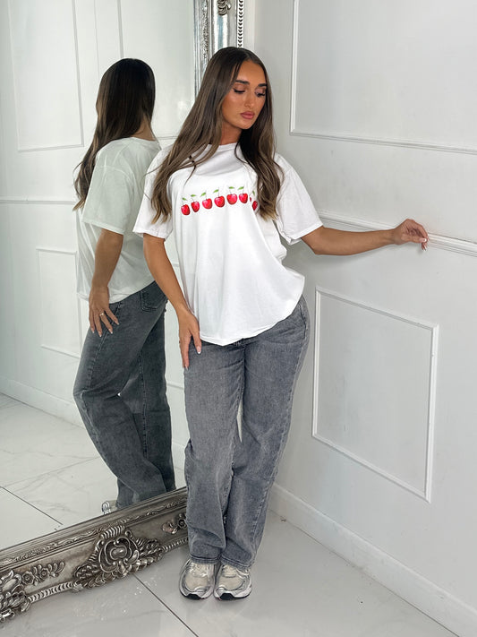 8 Cherries Print Tee - White