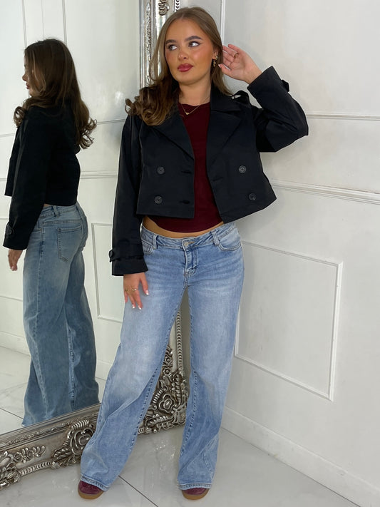 Crop Trench Jacket - Black